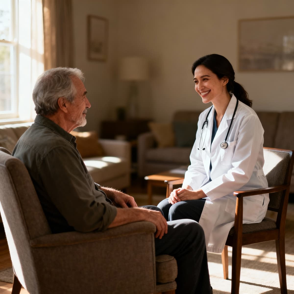 Medico a domicilio durante visita paziente anziano Milano